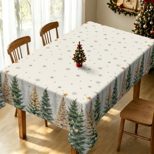 Christmas Tablecloth Tree Snowflake Rectangular 60x120 Inch Xmas Decor