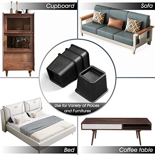 3-Inch Heavy-Duty Square Furniture Risers for Beds, Couches & Desks, Set of 4