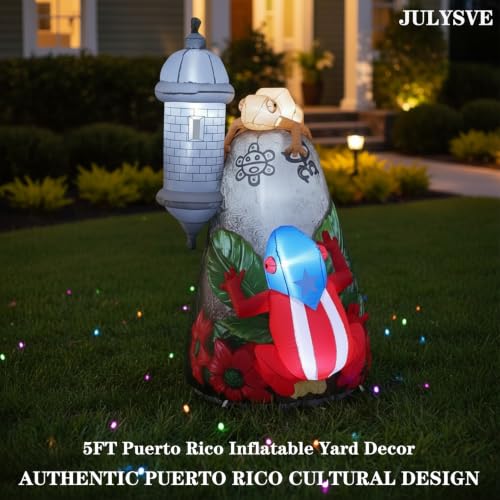 JULYSVE Puerto Rico Christmas Inflatables with Coqui Frog, 5FT Yard Decor - PR Inflatables 1