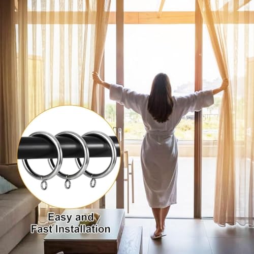 48-Piece Metal Curtain Rings, 1.5-Inch Inner Diameter, Satin Nickel Finish