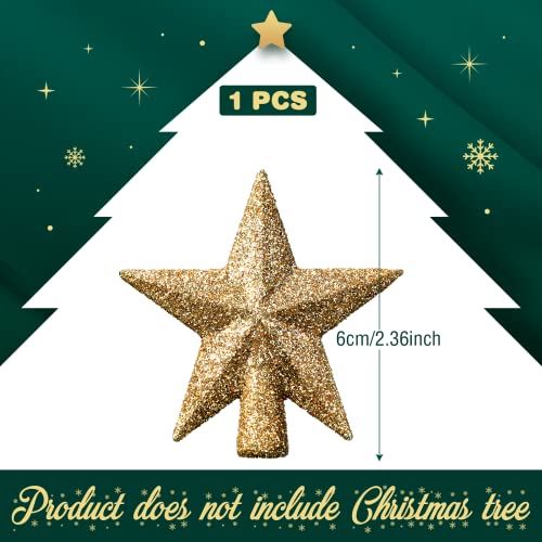 Mini Gold Star Christmas Tree Topper - 2.36 Inch Glitter Treetop Ornament