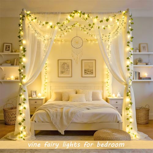 JMEXSUSS 33Ft 100 LED Ivy Vine Lights with Remote Control - Warm White