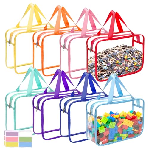 8-Pack Large Clear Toy Storage Bags with Zipper and Labels