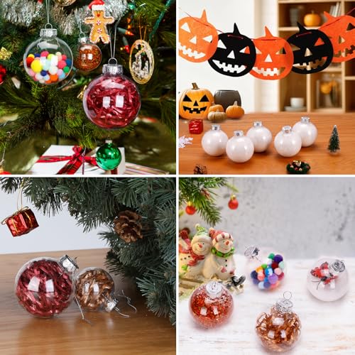 Clear Fillable Plastic Ornament Balls 12-Pack (3.15 Inch / 80mm) for DIY Crafts