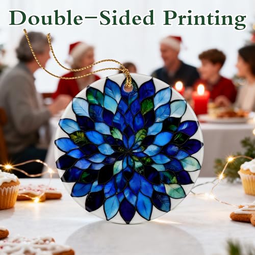 DOUHASU Mandala Christmas Ornament - Ceramic Holiday Tree Decor, Gift Idea