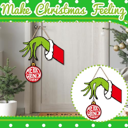Denylo Pro Christmas Style-5 Wooden Door Sign - Red & Green Holiday Decor