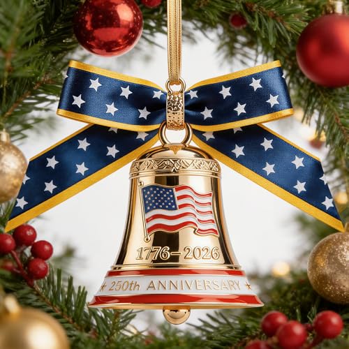 USA 250th Anniversary Liberty Bell Ornament, 1776-2026 Patriotic Metal Decor