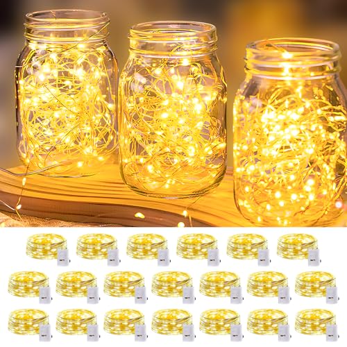20-Pack Battery Operated LED Fairy Lights - 7ft Warm White 3-Mode Lights