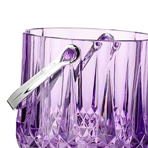 Violet Round Acrylic Ice Bucket for Drinks, Wine & Cocktails - Chilling Tub
