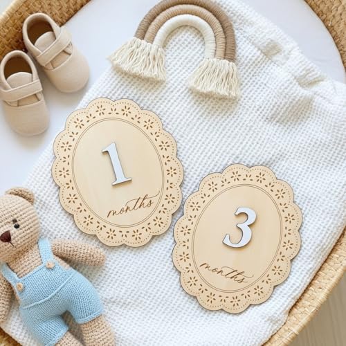 Baby Girl Monthly Milestone Signs - Double-Sided Newborn Photo Props