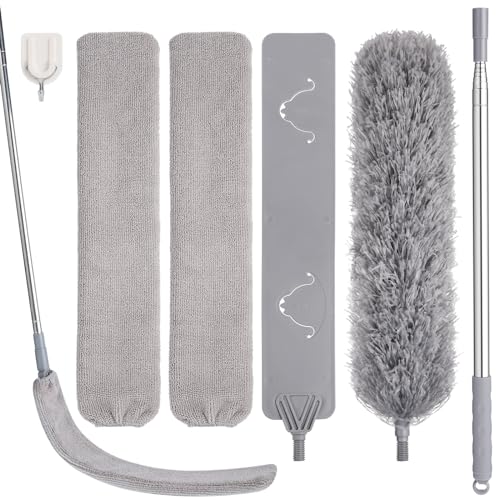 4-Piece Extendable Microfiber Duster Set with 30-100 Inch Telescoping Pole