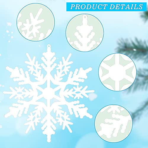 40 Pack 4-Inch White Glitter Snowflake Ornaments for Christmas Tree Decor