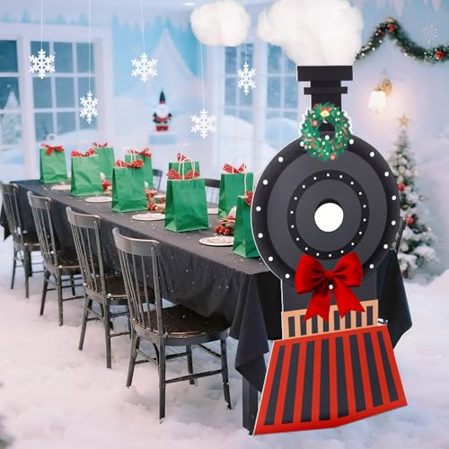 3 Set Christmas Express Train Cardboard Decor Props - Holiday Party Decorations