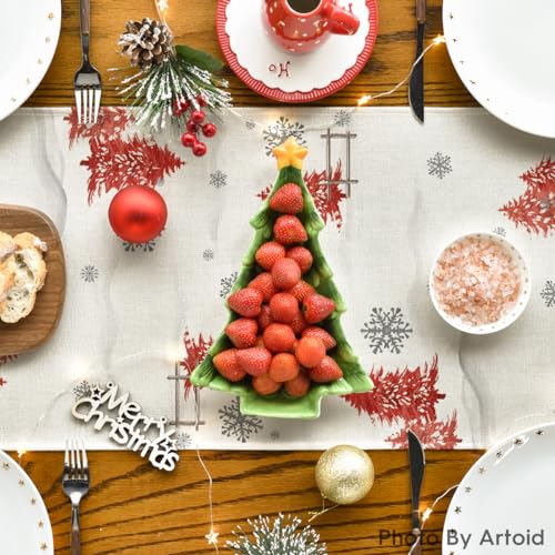 Artoid Mode Red Snowman Xmas Table Runner 13 x 108 Inch – Holiday Decor