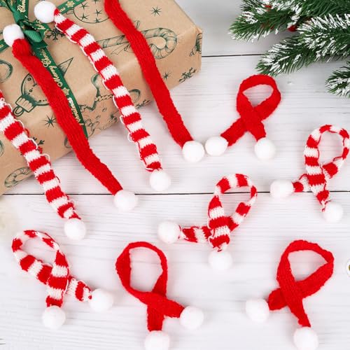 DIYASY 36 Pcs Mini Santa Hats & Christmas Scarf Set for Crafts and Ornaments