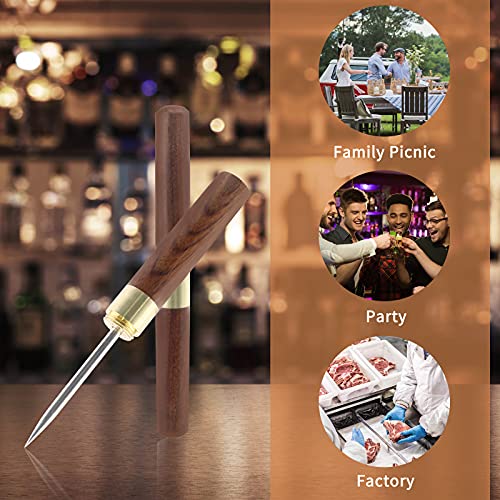 Zorfeter 6.8-Inch Stainless Steel Ice Picks with Black & Brown Wooden Handles - Pack of 2