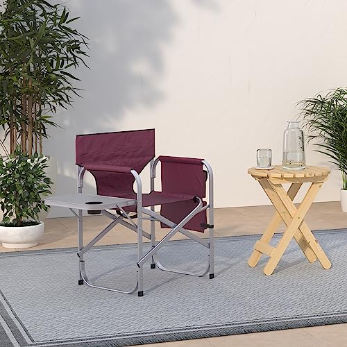 Folding Director's Chair with Side Table and Accessory Pockets