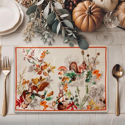 Maison d'Hermine Recolte Set of 4 13x19-Inch Cotton Placemats - European Watercolor Design