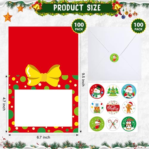 Capoda 100 Sets Christmas Photo Cards with Envelopes & Stickers, 4x6 Inches