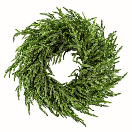 24-Inch Artificial Norfolk Pine Wreath for Front Door Holiday Decor