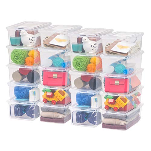 Clear Plastic Storage Bins with Lids 6 Quart 20-Pack Stackable