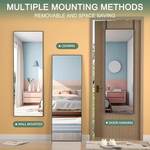Full Length Over-the-Door Mirror - 51 x 16 Inch Shatterproof Wall Mirror