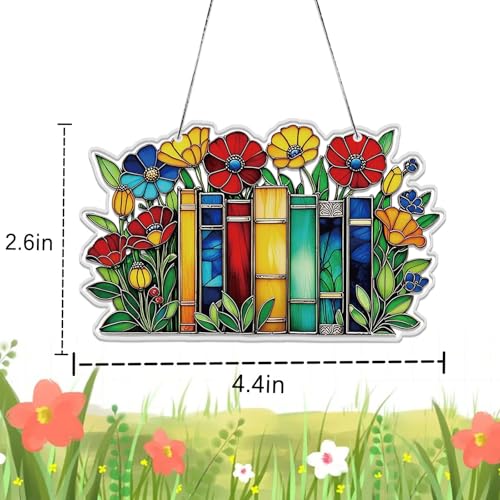 Book Lovers Gifts for Women Men Library Window Hanging Acrylic