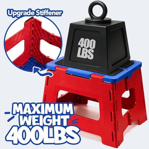 9-Inch Folding Step Stool for Kids - Heavy Duty 400lb Capacity Collapsible