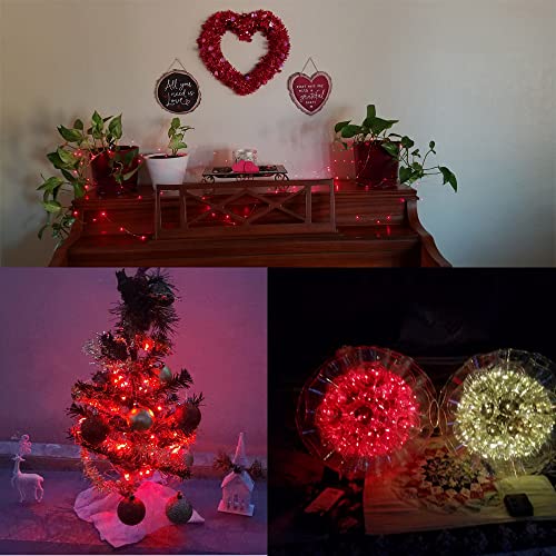 Red LED Copper Wire String Lights 33ft with Remote - Holiday & Party Decor