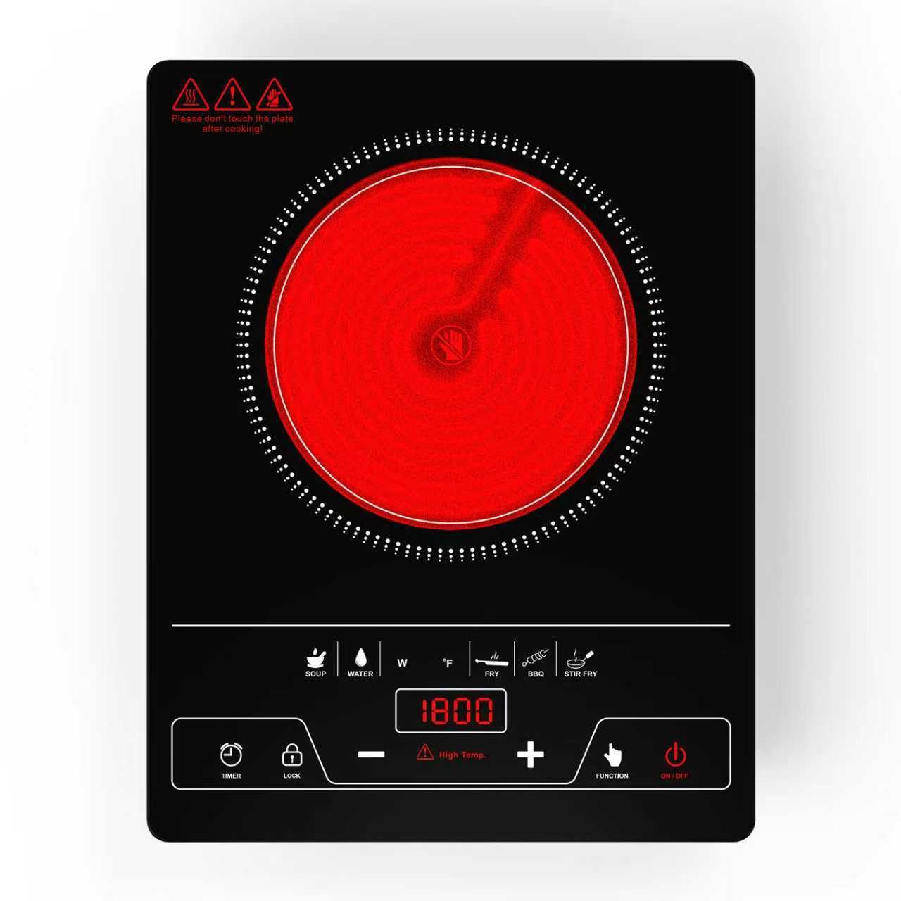 VBGK Single Burner Electric Cooktop,1800W Electric Stove Top Portable Cooktop LED Touch Control,8 Power Levels, Kids Lock