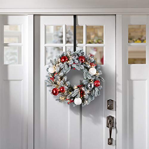 Adjustable Over the Door Wreath Hanger - Matte Black Heavy Duty Metal