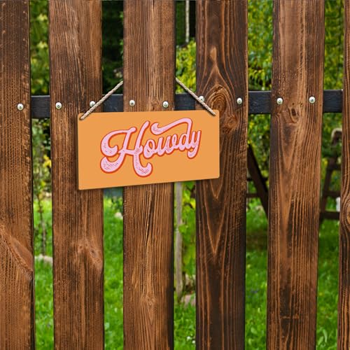 Howdy Western Wooden Hanging Sign 12x6 Inch Wall Decor for Home Office