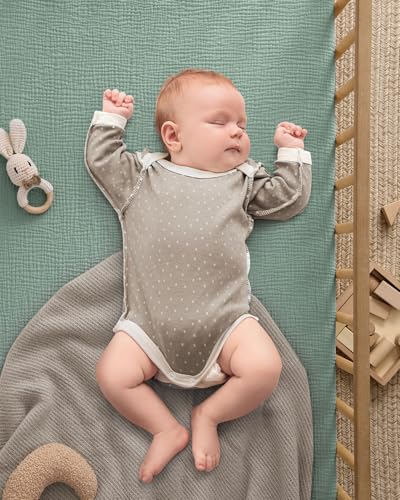 Blissful Diary Muslin Crib Sheets 2 Pack - Sage Checkerboard 28x52