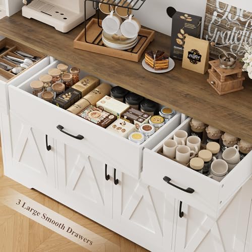 71" Tall Farmhouse Kitchen Pantry Cabinet with Charging Station & Countertop