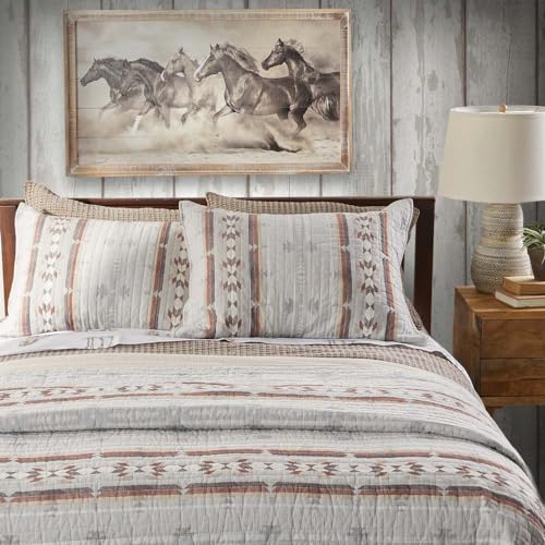 Southwestern King Quilt - 106" x 92" Cotton Bedspread in Neutral Colors