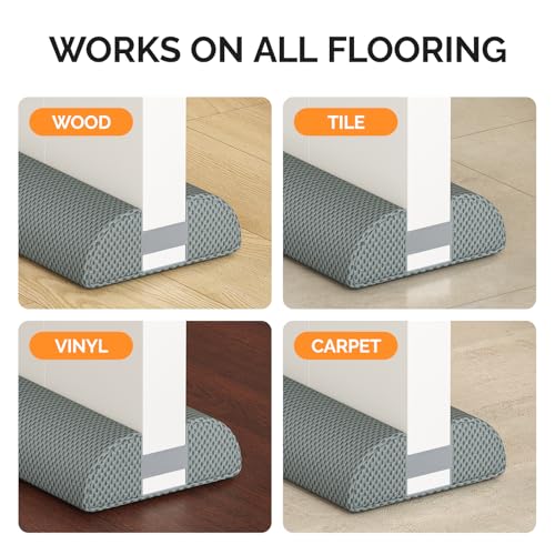 Adjustable Under Door Draft Stopper - Fits 24"-30" Doors, Grey Noise Blocker
