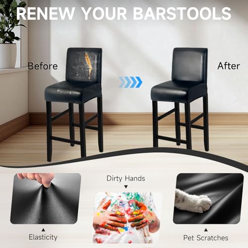 Waterproof PU Leather Bar Stool Covers Set of 4 with Backs