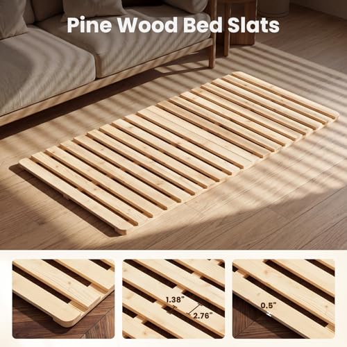 Foldable Solid Wood Floor Bed Frame for Twin Mattress - Tatami Style