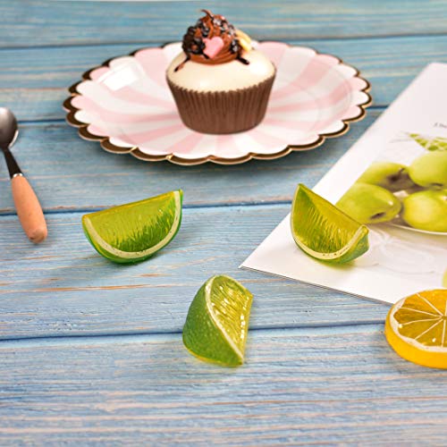 Artificial Lime Wedge Slices - 10 Pcs Decorative Fruit Props