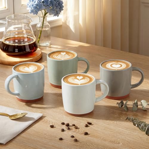 Speckled Multicolor Ceramic Coffee Mug Set of 4, 12oz Modern Farmhouse Cups