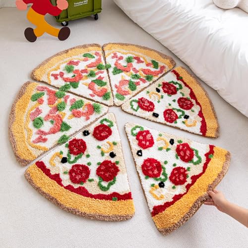 Funny Pizza Slice Rug, 24x24 Inch Fluffy Non-Slip Area Carpet for Home Decor