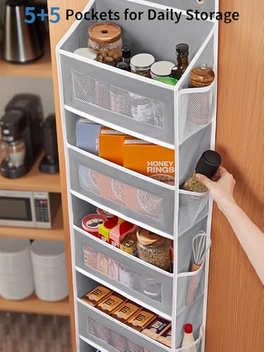 Over the Door Organizer Grey 5-Shelf Hanging Storage Pocket