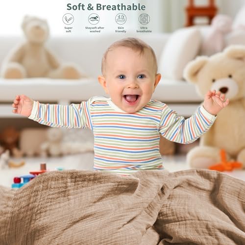 Muslin Swaddle Blankets for Newborns, 100% Cotton 41x41" (2-Pack)