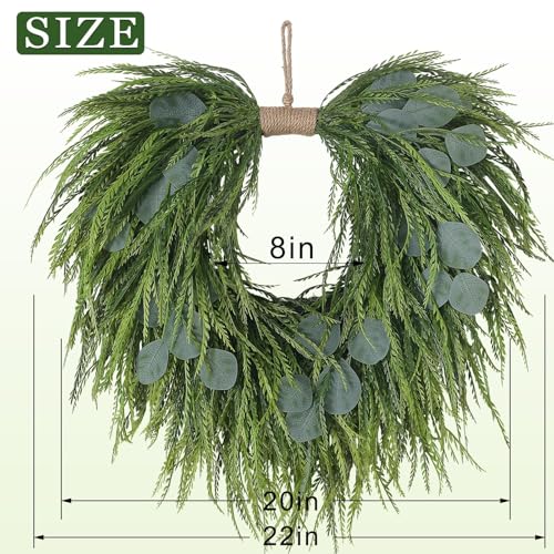 22-Inch Heart-Shaped Artificial Eucalyptus and Saw Grass Wreath