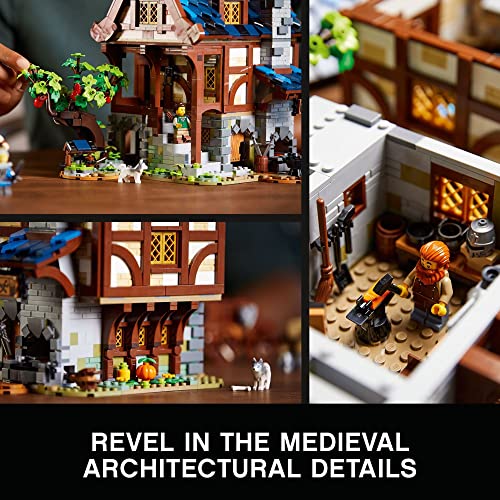 Medieval Blacksmith Building Set, 3-Level Model House with Light Brick
