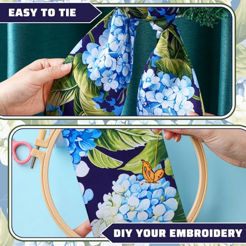 Blue Hydrangea Wreath Sash for Front Door - 4.5" x 56" Spring Decor Ribbon