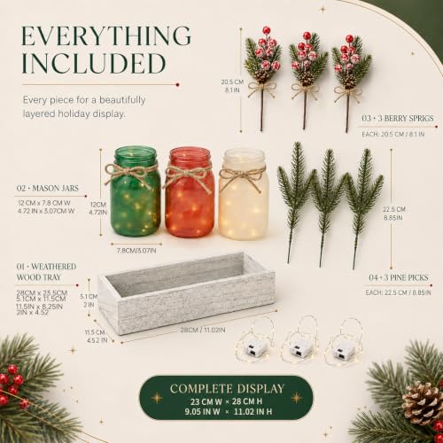 YSNN Christmas Mason Jar Centerpiece with LED Fairy Lights – Jar-christmas Variant