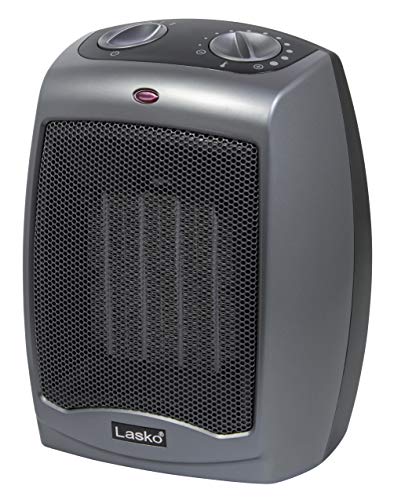 Lasko Portable Electric Ceramic Space Heater with Thermostat, 1500W Dark Gray