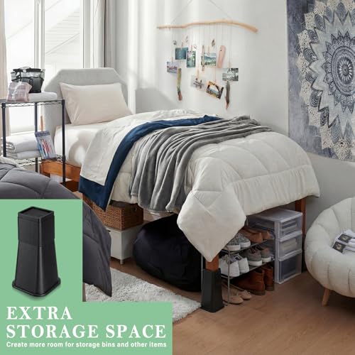 12-Inch Heavy Duty Bed Risers (4 Pack) - Plastic Furniture Extenders