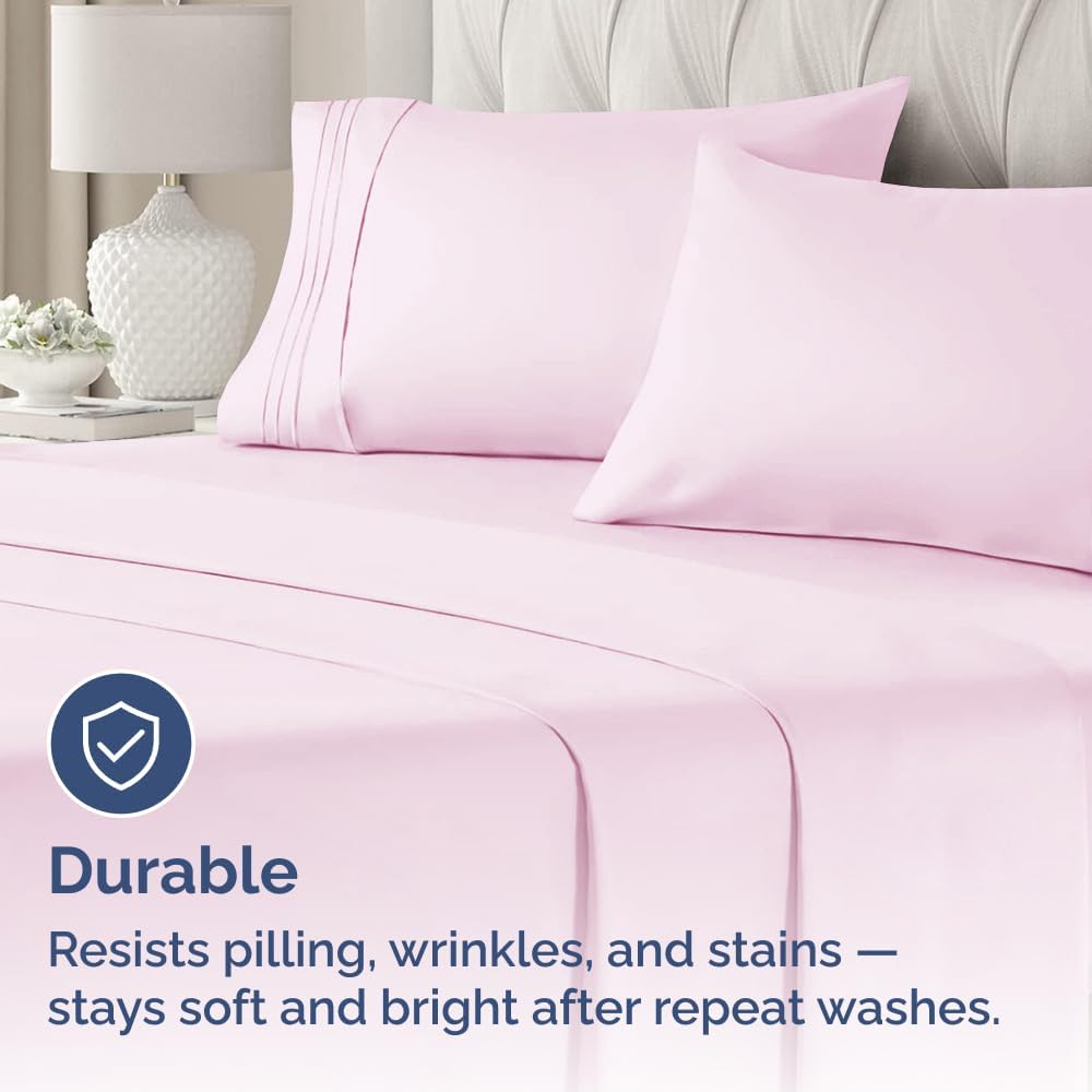 Queen Pillow Cases by [Brand Name] - Ultra Soft Hotel Quality Covers | Wrinkle-Free, Stain & Fade Resistant - Light Pink - Set of 4